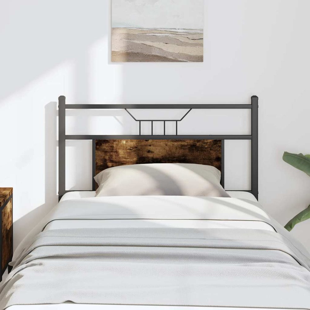 vidaXL Sänggavel rökfärgad ek 90 cm konstruerat trä och stål