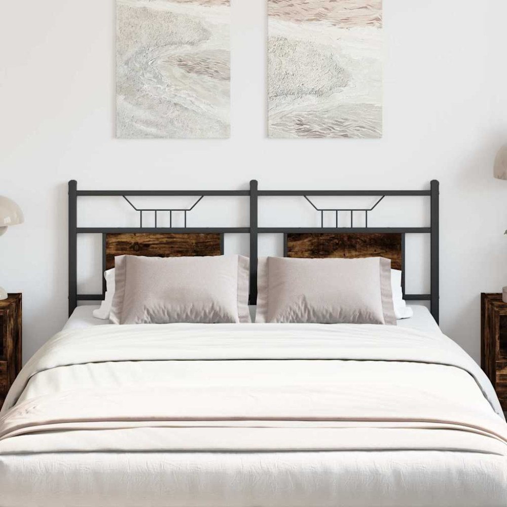 vidaXL Sänggavel rökt ek 137 cm konstruerat trä och stål