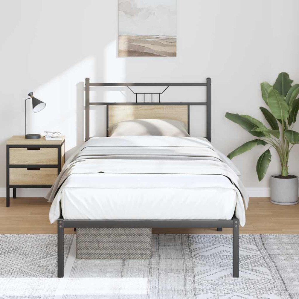 vidaXL Sängram utan madrass sonoma-ek 90x190 cm konstruerad trä