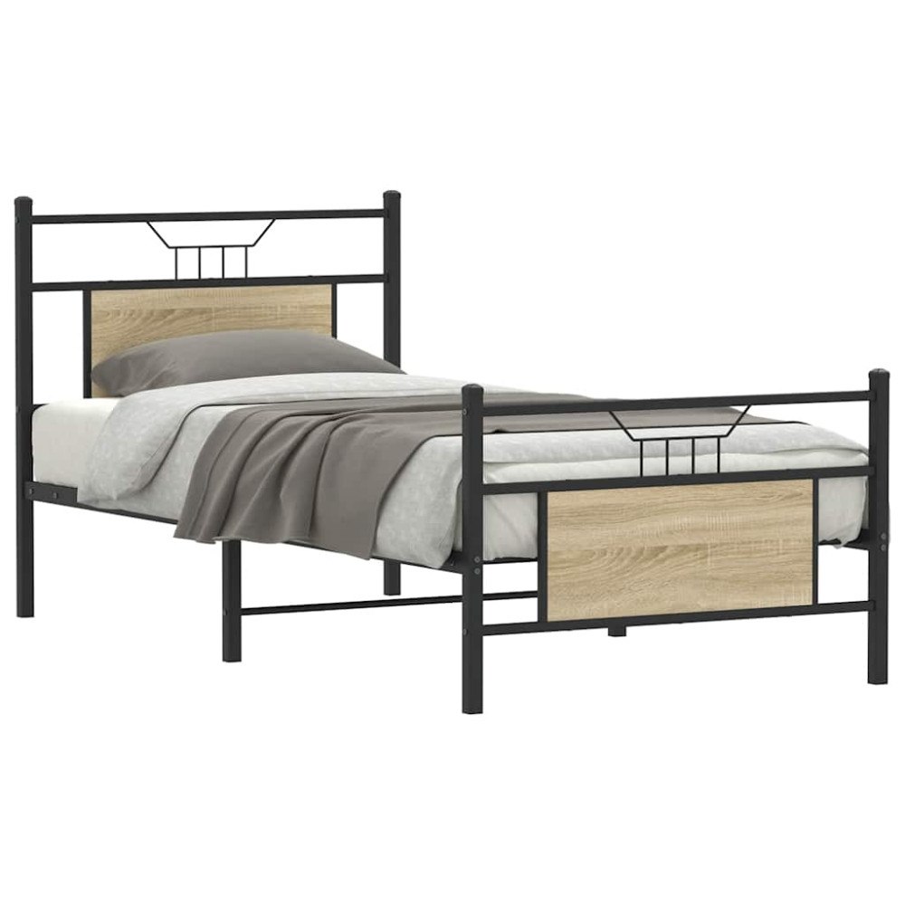 vidaXL Sängram utan madrass sonoma-ek 90x200 cm konstruerad trä