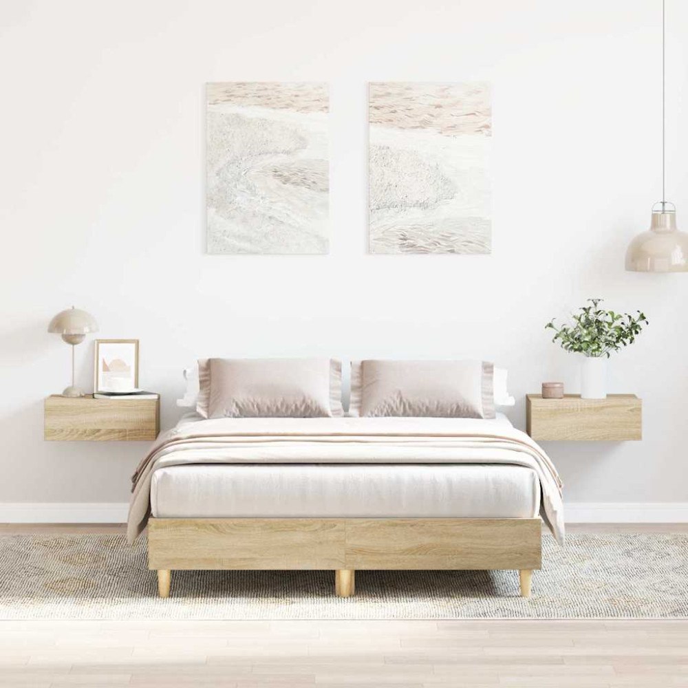 vidaXL Sängram utan madrass Sonoma ek 120x200 cm konstruerat trä