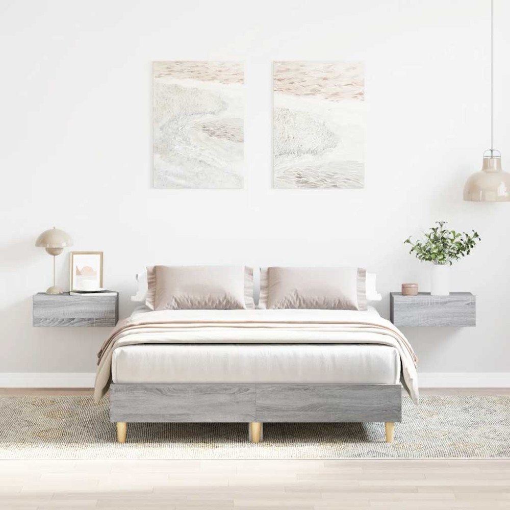 vidaXL Sängram utan madrass grå sonoma 120x200 cm konstruerat trä
