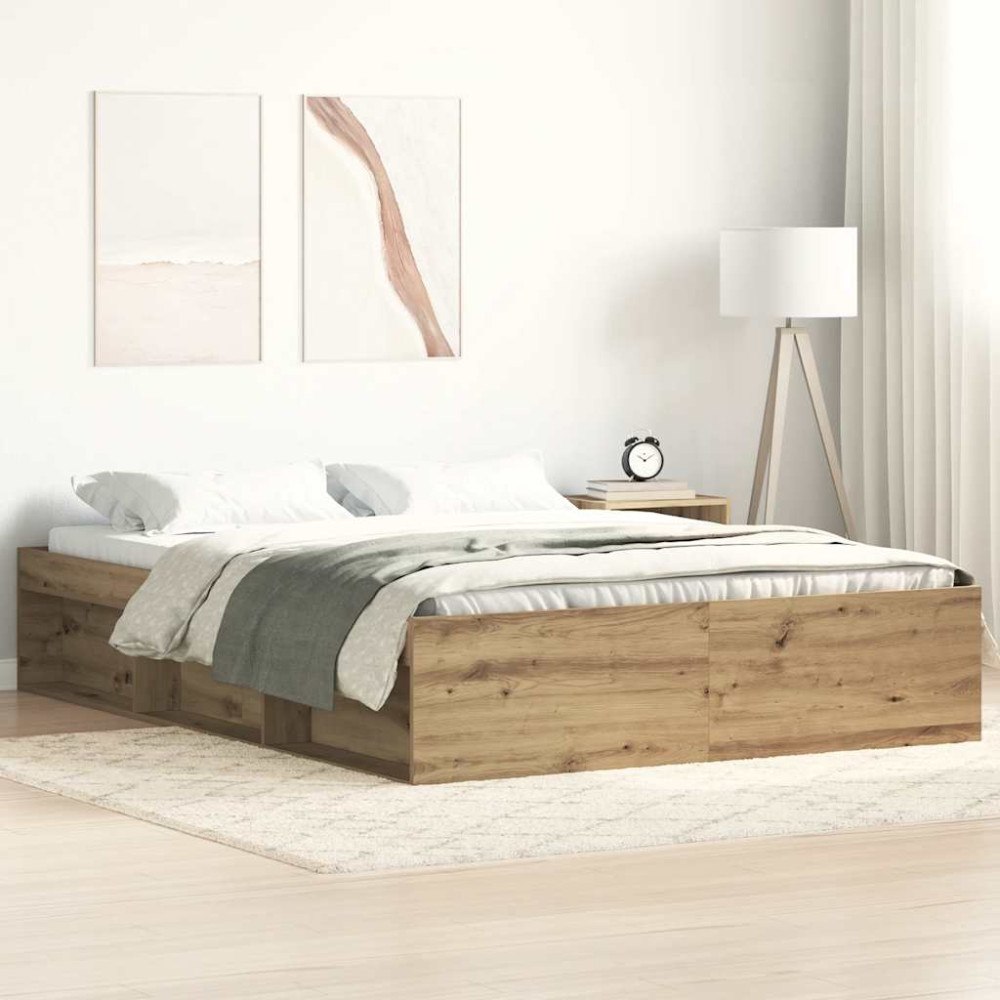 vidaXL Sängram utan madrass Artisan ek 140x200cm konstruerat trä