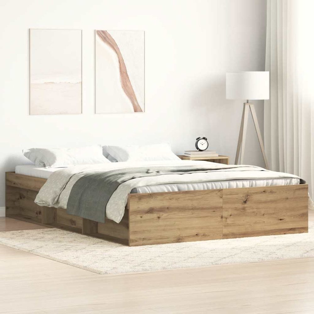 vidaXL Sängram utan madrass hantverksmässig ek 160x200cm
