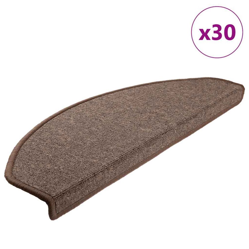 vidaXL Trappmattor 30 st 65x24x4 cm kaffebruna halvrunda stora