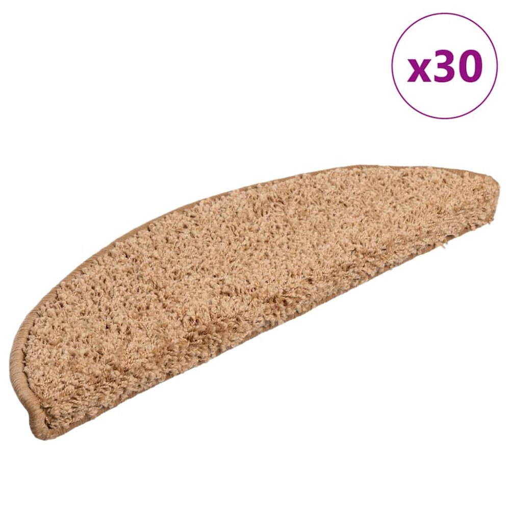 vidaXL Trappmattor 30 st 56x17x3 cm beige halvrunda