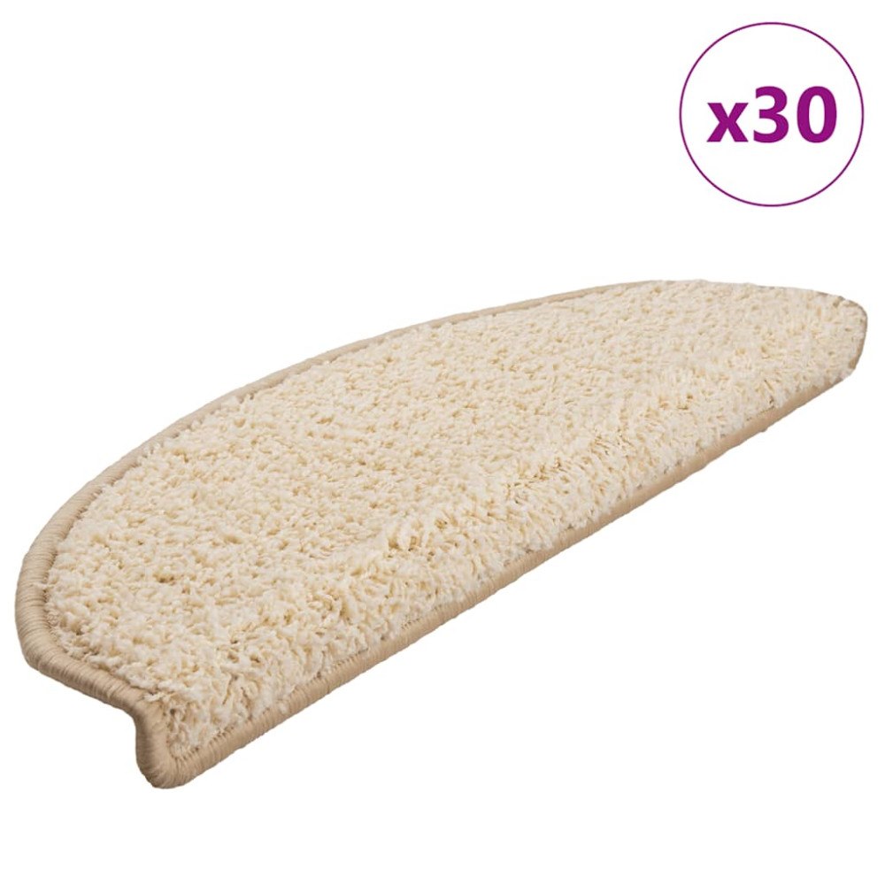 vidaXL Trappmattor 30 st gräddvit 65x21x4 cm