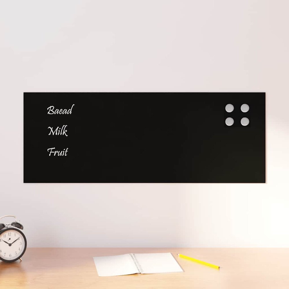 vidaXL Väggmonterad magnettavla svart 80x30 cm härdat glas