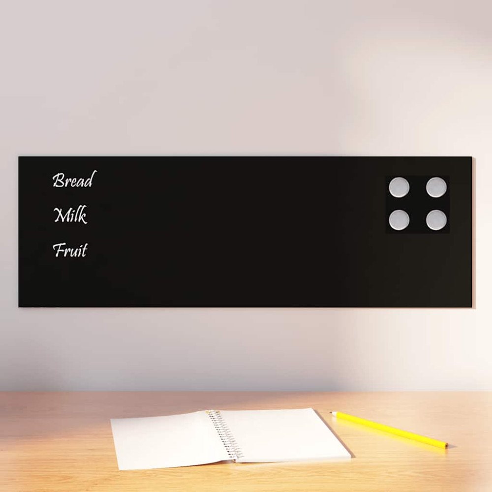 vidaXL Väggmonterad magnettavla svart 60x20 cm härdat glas