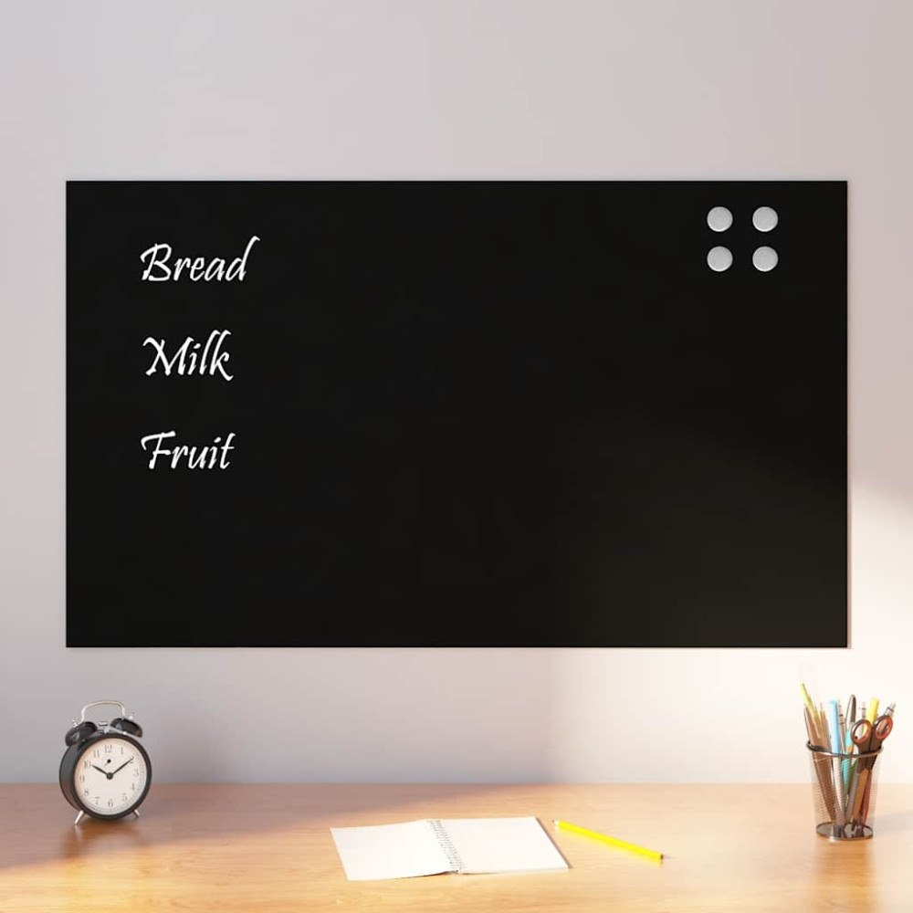 vidaXL Väggmonterad magnettavla svart 100x60 cm härdat glas