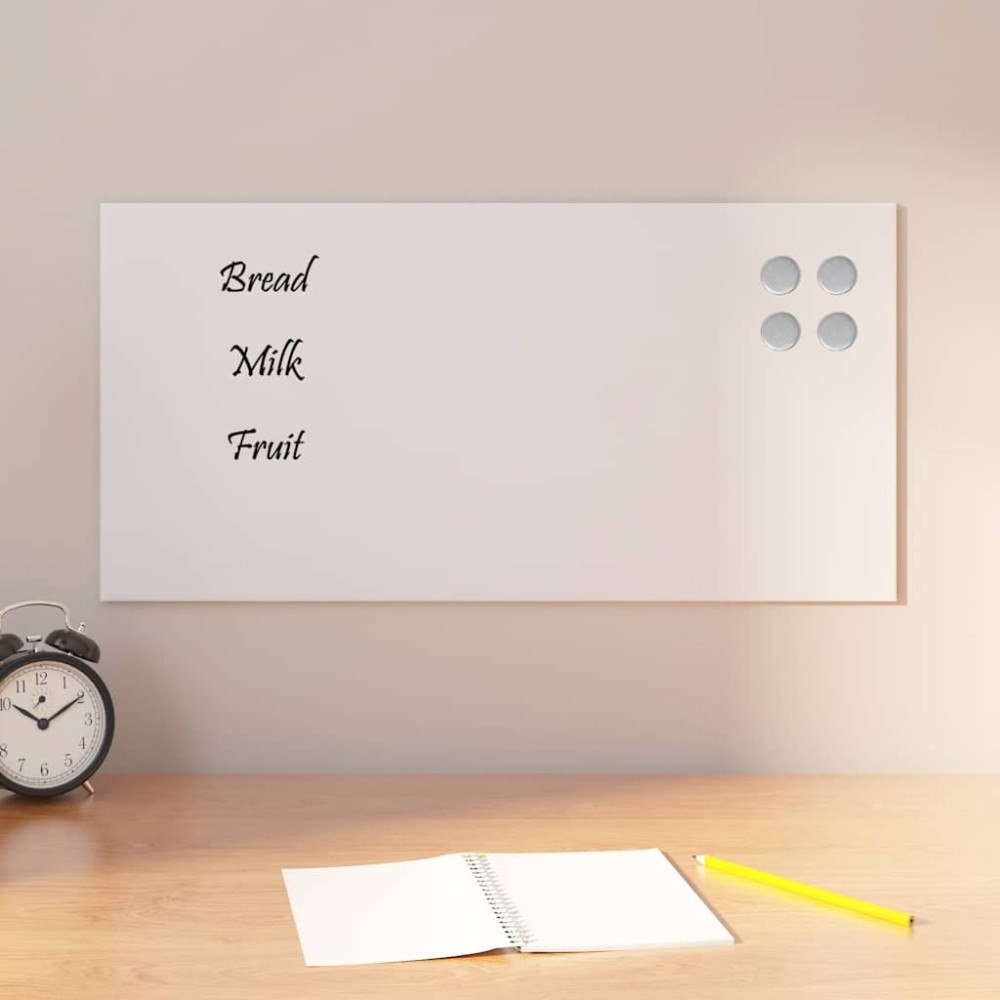 vidaXL Väggmonterad magnettavla vit 60x30 cm härdat glas