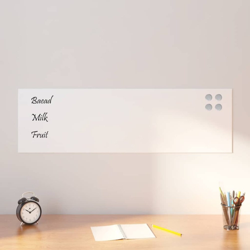 vidaXL Väggmonterad magnettavla vit 100x30 cm härdat glas
