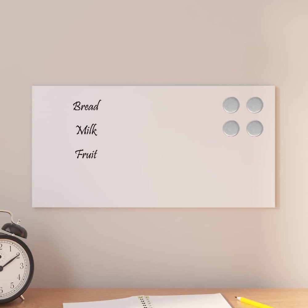 vidaXL Väggmonterad magnettavla vit 40x20 cm härdat glas