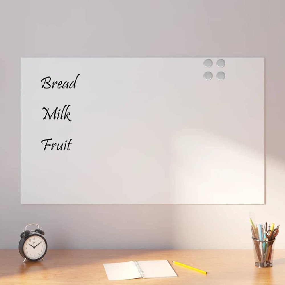 vidaXL Väggmonterad magnettavla vit 100x60 cm härdat glas