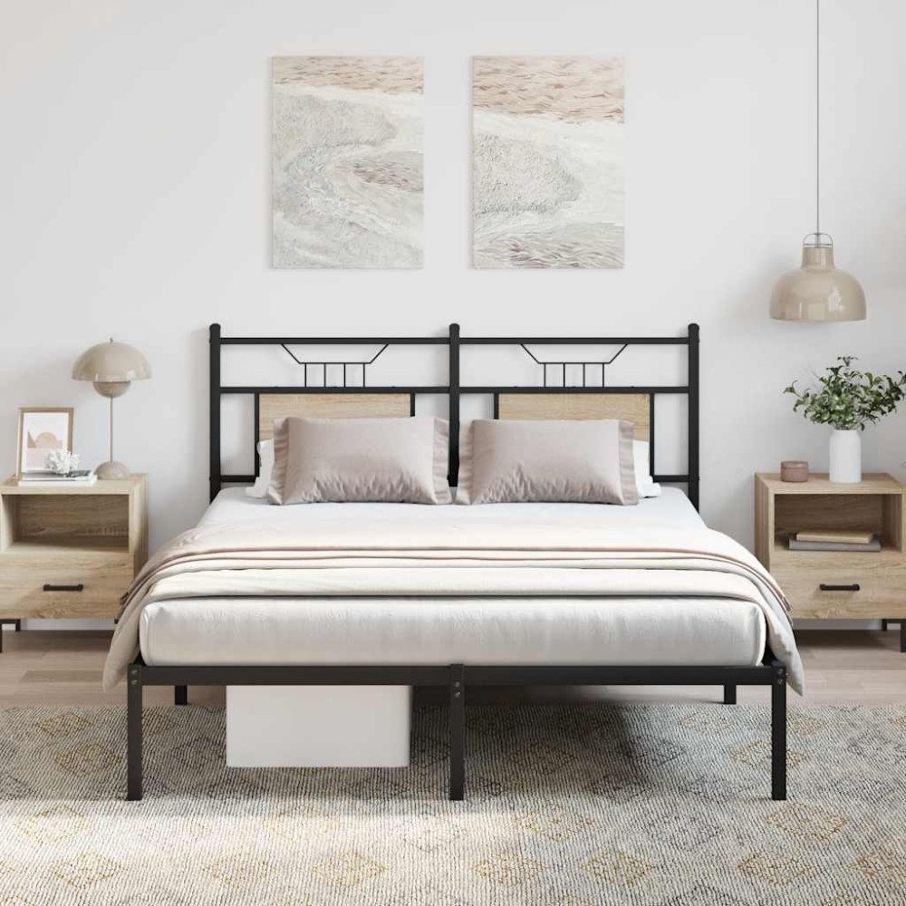 vidaXL Sängram utan madrass sonoma-ek 150x200 cm konstruerad trä