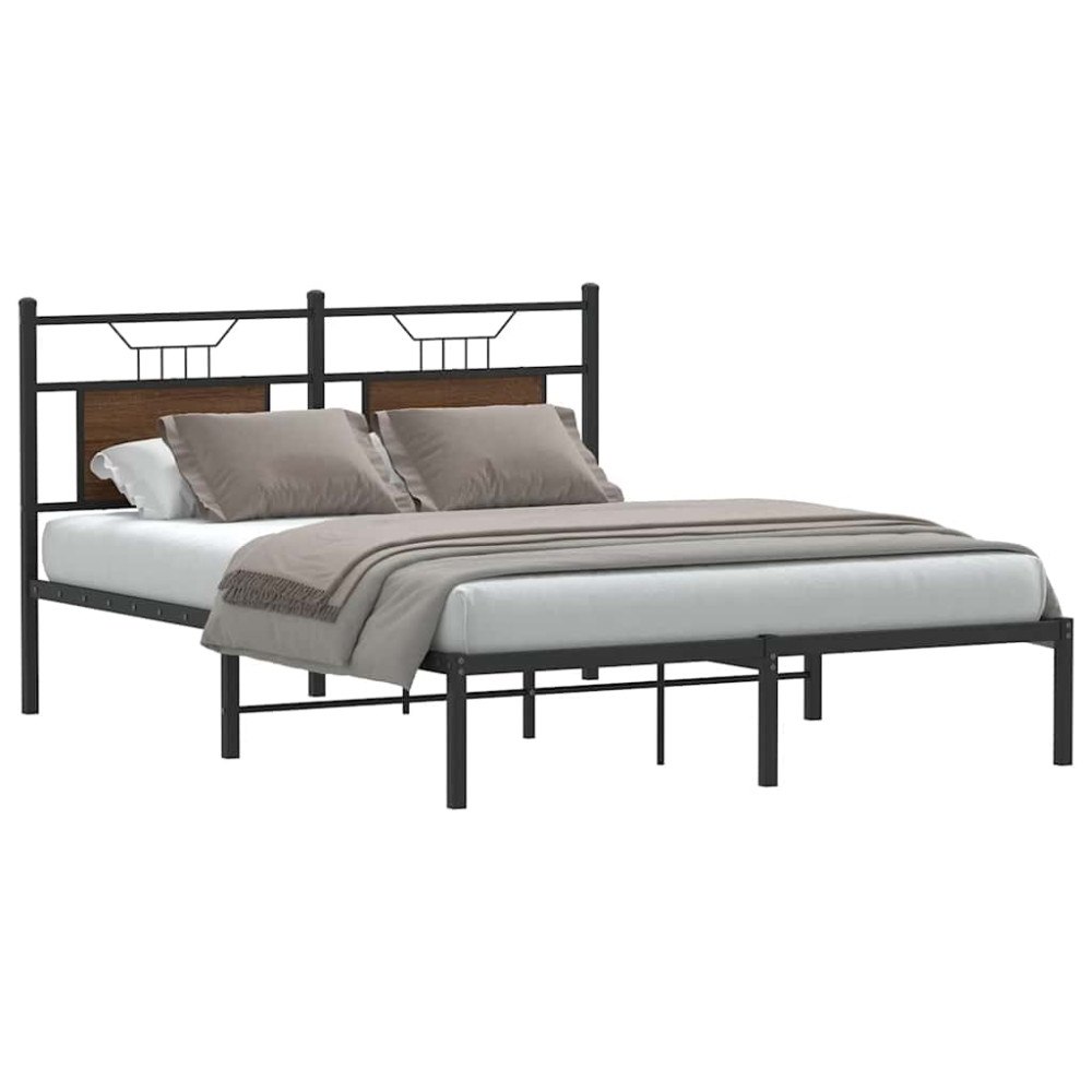 vidaXL Sängram utan madrass brun ek 140x190 cm konstruerad trä