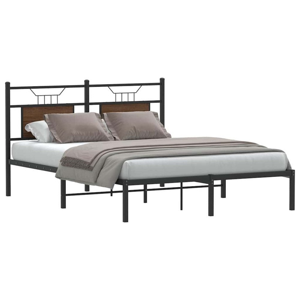vidaXL Sängram utan madrass brun ek 150x200 cm konstruerad trä