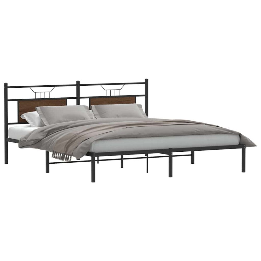 vidaXL Sängram utan madrass brun ek 183x213 cm konstruerat trä