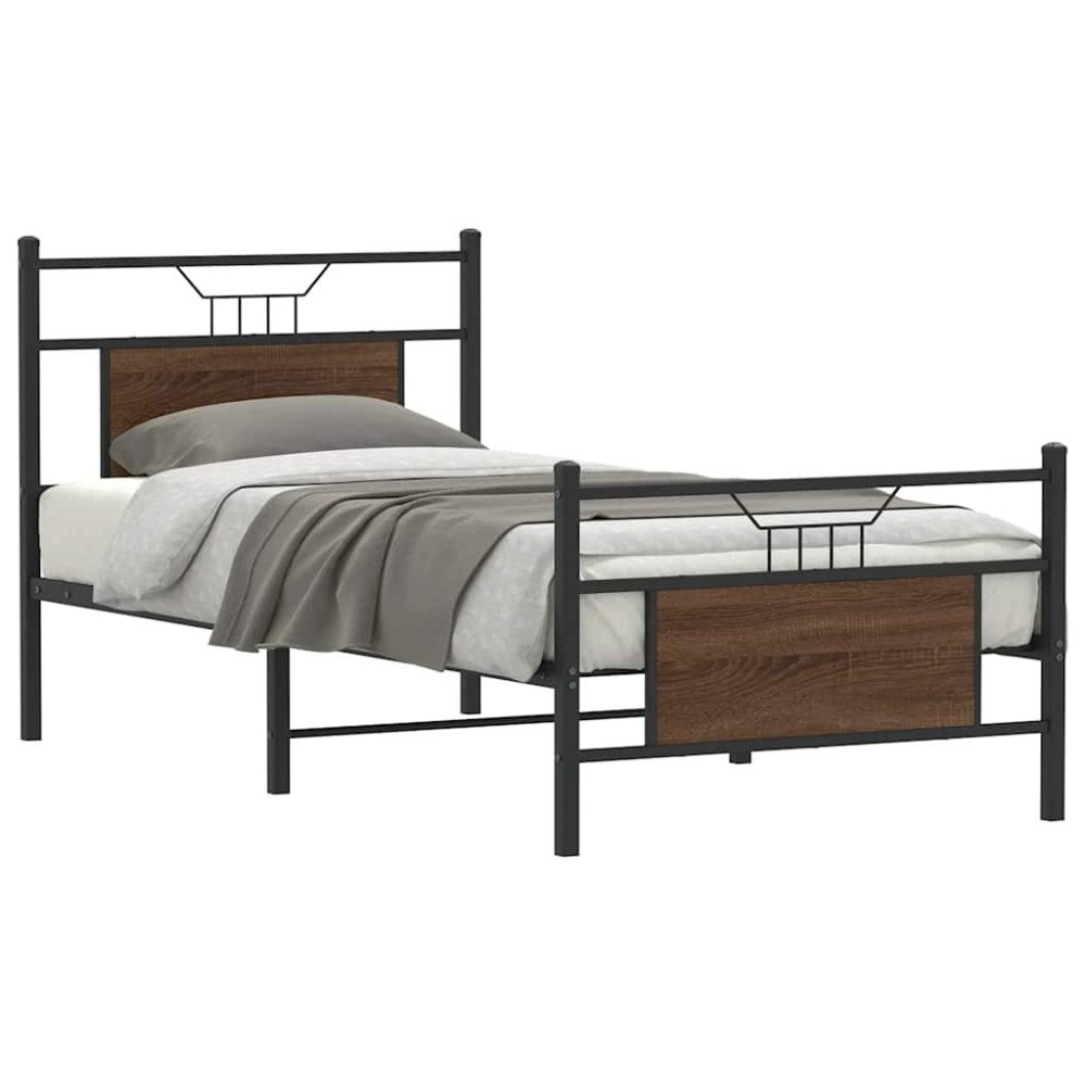 vidaXL Sängram utan madrass brun ek 90x200 cm konstruerad trä