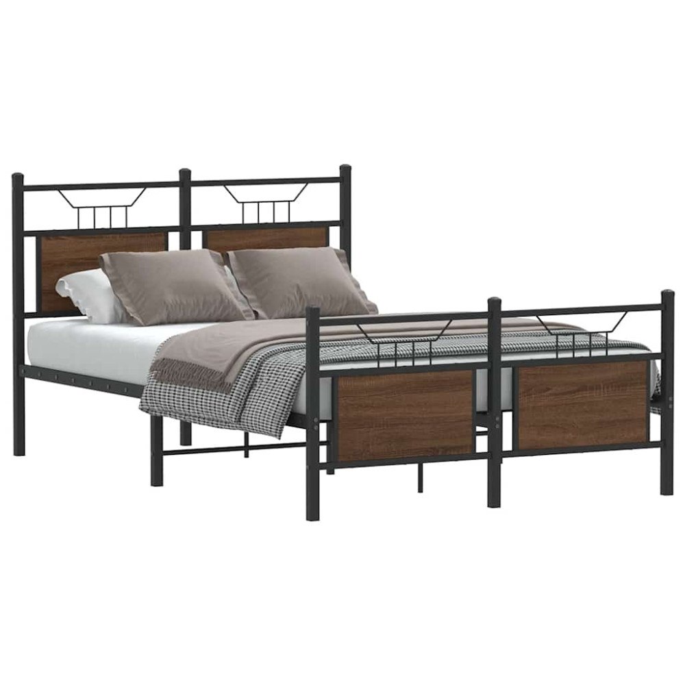 vidaXL Sängram utan madrass brun ek 120x200 cm konstruerad trä