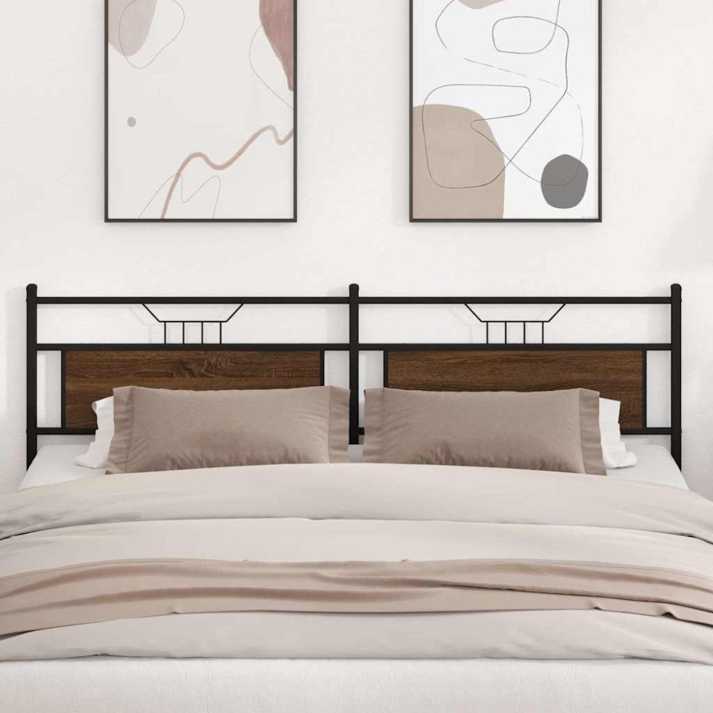 vidaXL Sänggavel brun ek 200 cm konstruerat trä och stål