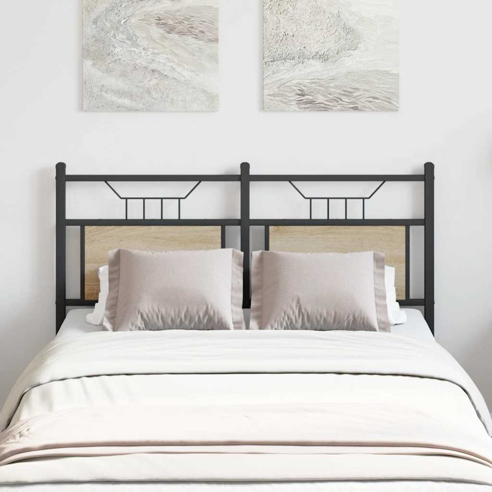 vidaXL Sänggavel Sonoma ek 120 cm konstruerat trä och stål