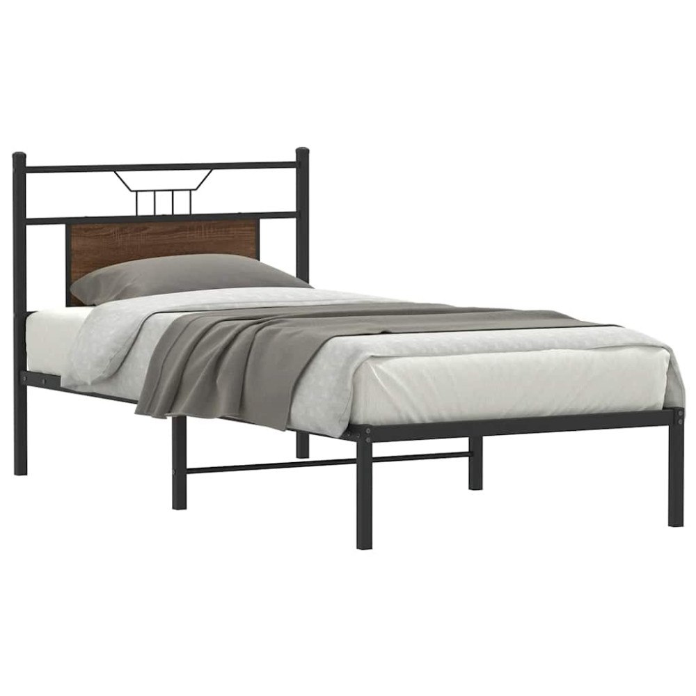 vidaXL Sängram utan madrass brun ek 75x190 cm konstruerad trä