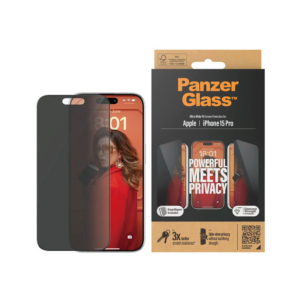 PanzerGlass PanzerGlass Privacy - skärmskydd för mobiltelefon - ultrabred passning med EasyAligner