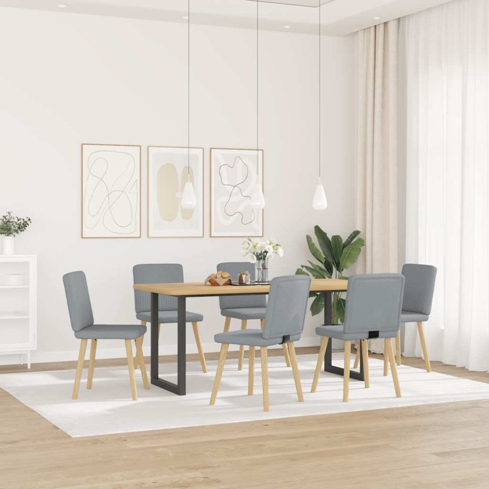 vidaXL Matstolar 6 st ljusgrå tyg