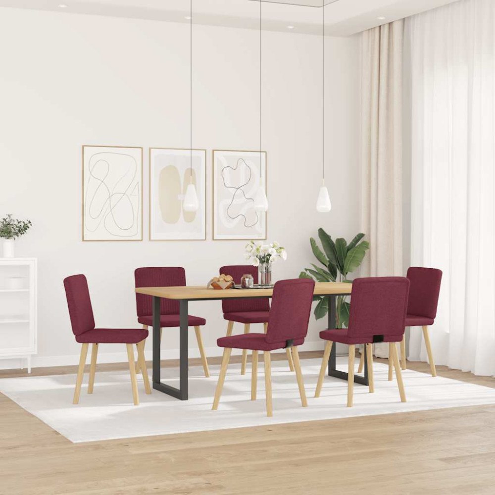 vidaXL Matstolar 6 st vinröd tyg
