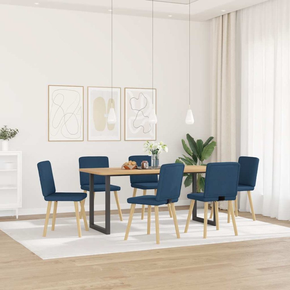 vidaXL Matstolar 6 st blå tyg