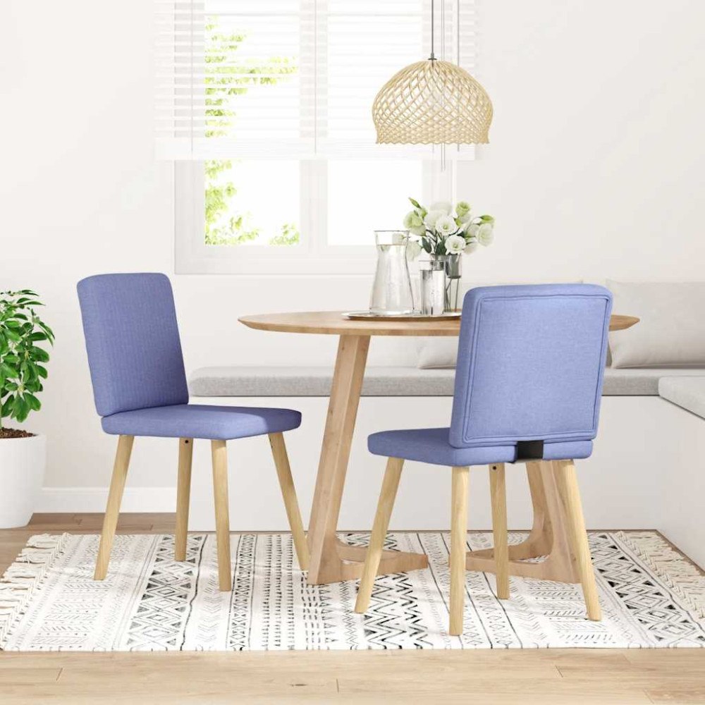 vidaXL Matstolar 2 st Jeans blått tyg