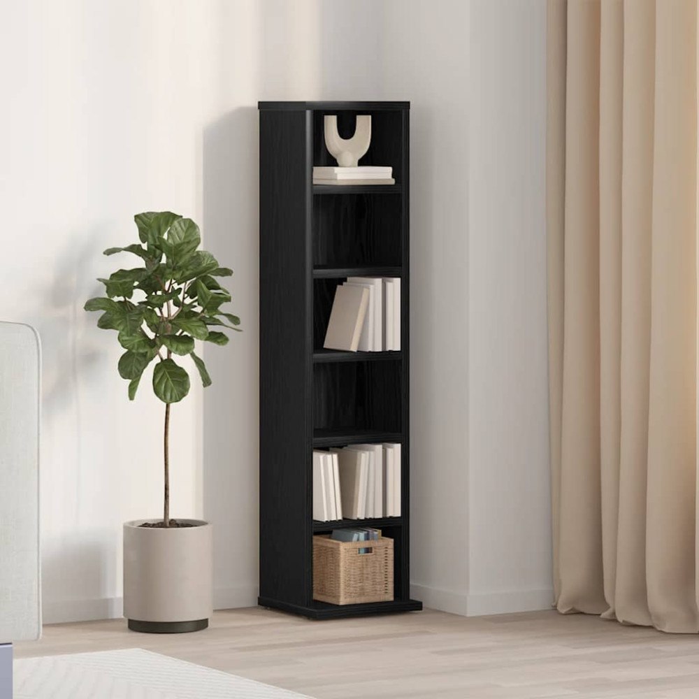 vidaXL CD-bänk svart ek 21x20x88 cm konstruerat trä