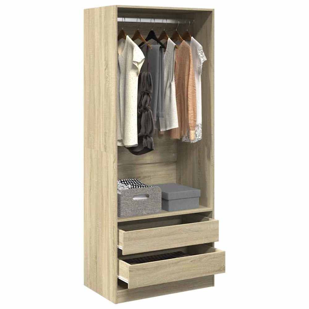 vidaXL Garderob sonoma-ek 80x50x200 cm konstruerat trä