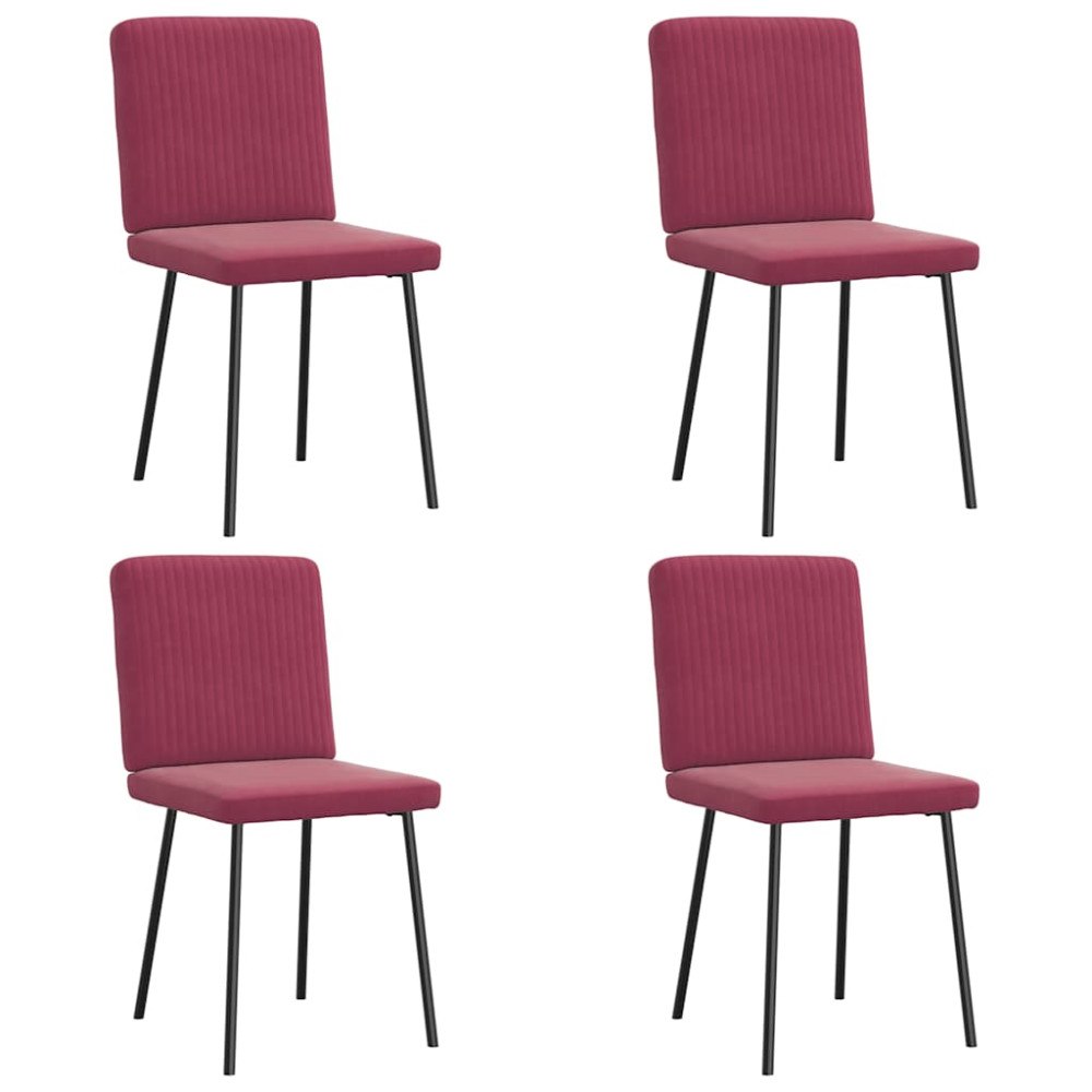 vidaXL Matstolar 4 st vinröd sammet