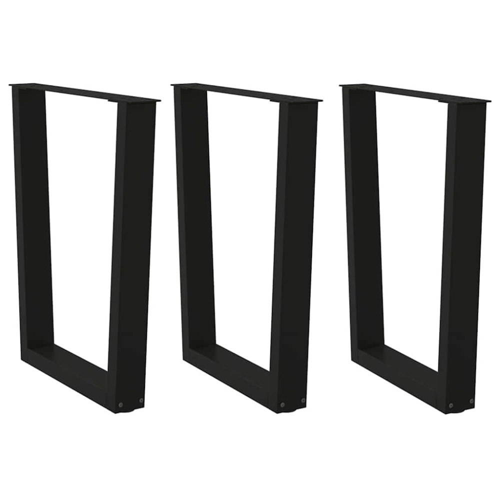 vidaXL Matbordsben V-formade 3 st svarta 70x(72-73,3) cm stål