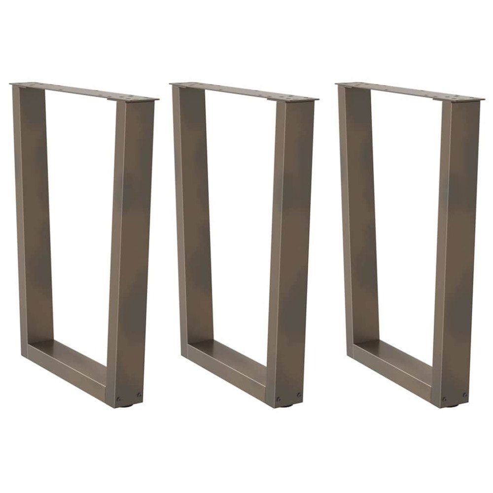 vidaXL Matbordsben V-formade 3 st naturstål 70x(72-73,3) cm stål