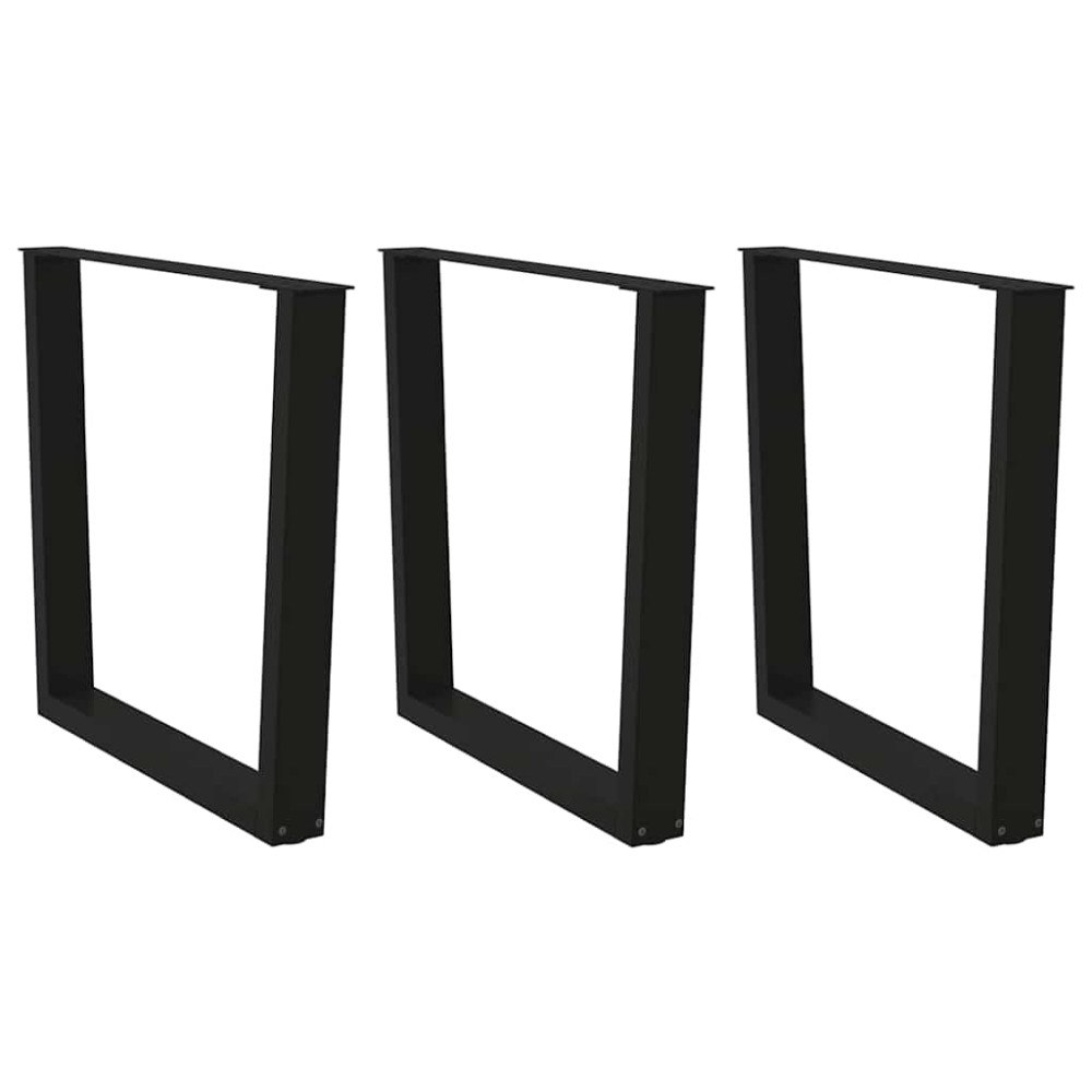 vidaXL Matbordsben V-formade 3 st svart 80x(72-73,3) cm stål