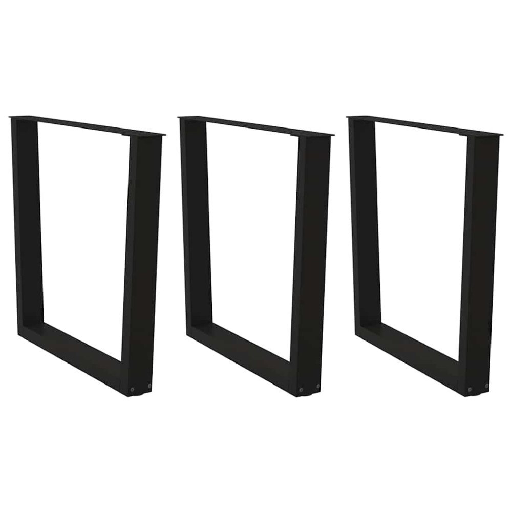 vidaXL Matbordsben V-formade 3 st svart 90x(72-73,3) cm stål