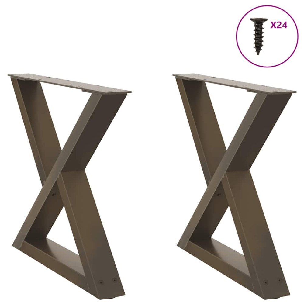 vidaXL Soffbordsben 2 st naturligt stål 50x(42-43,3) cm stål