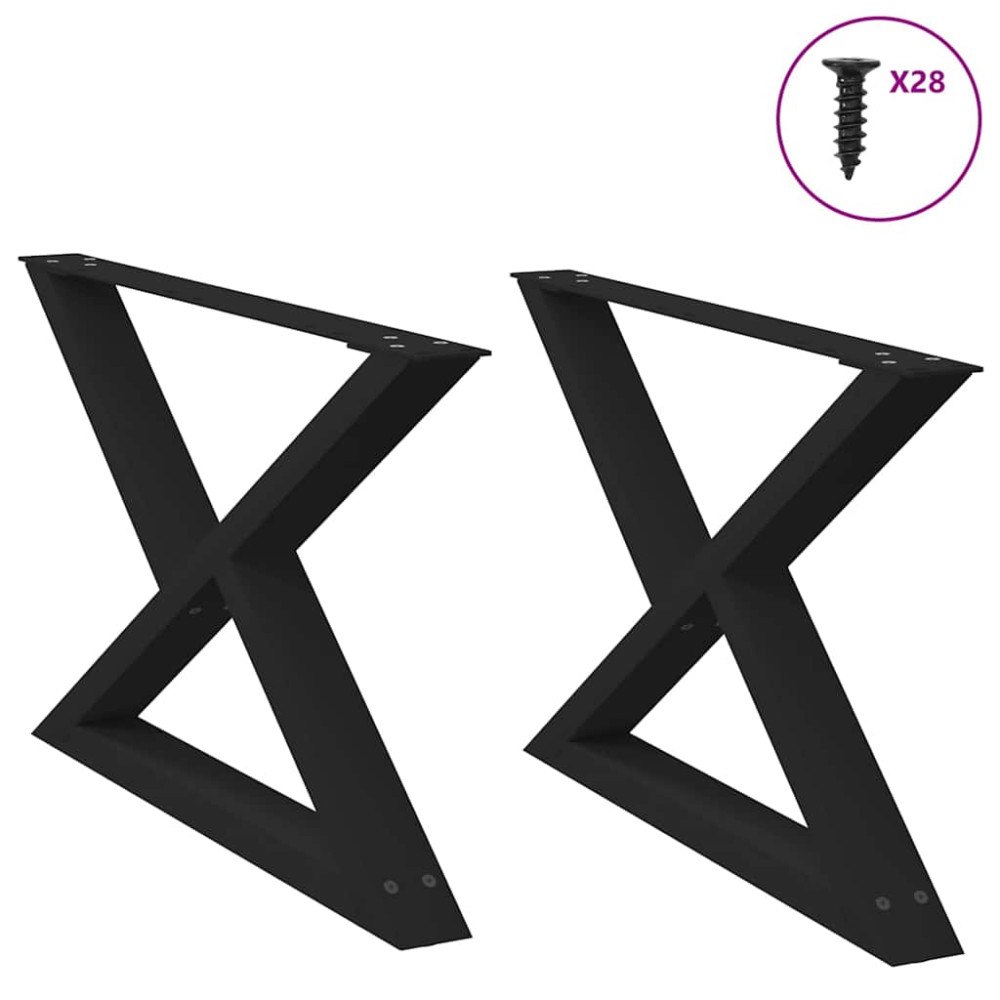 vidaXL Soffbordsben 2 st svart 70x(42-43,3) cm stål