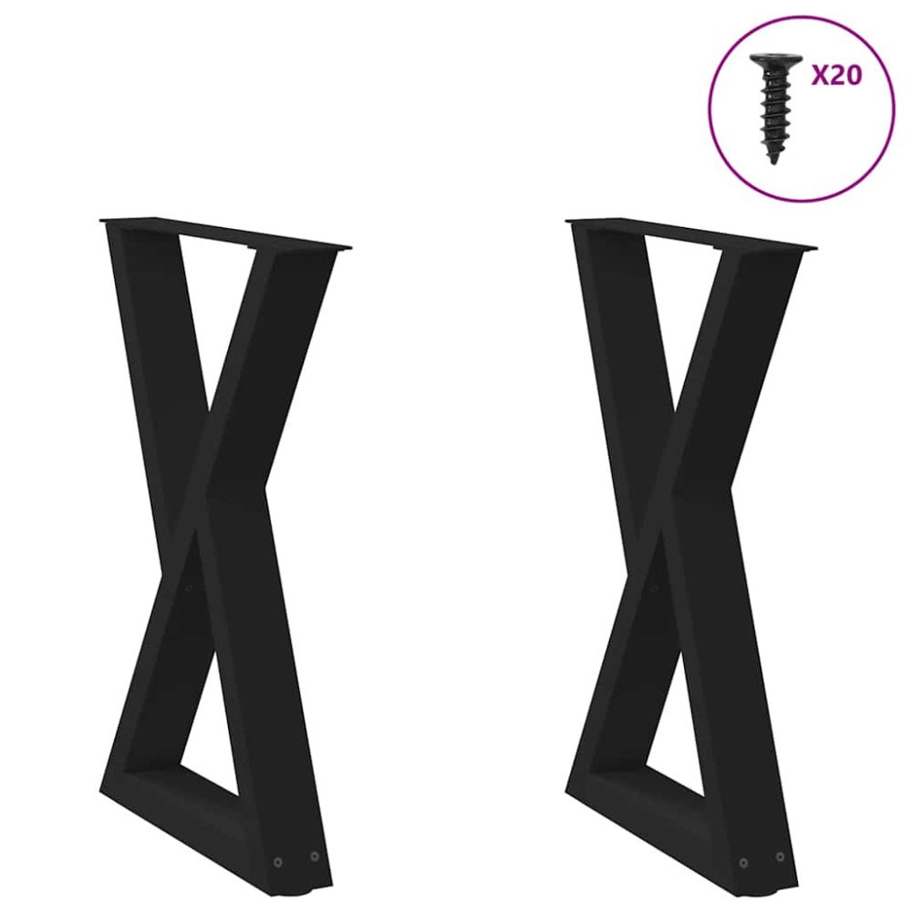 vidaXL Matbordsben 2 st svart 50x(72-73,3) cm stål