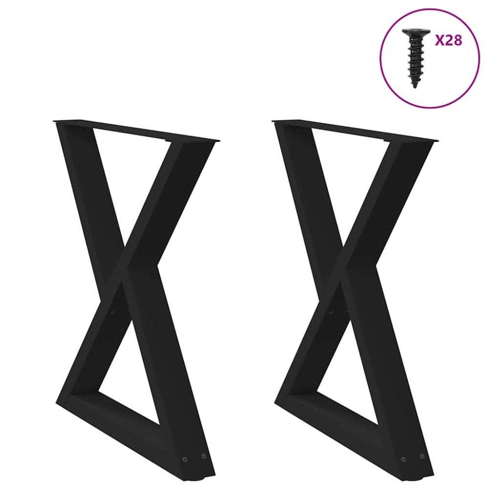 vidaXL Matbordsben 2 st svart 80x(72-73,3) cm stål