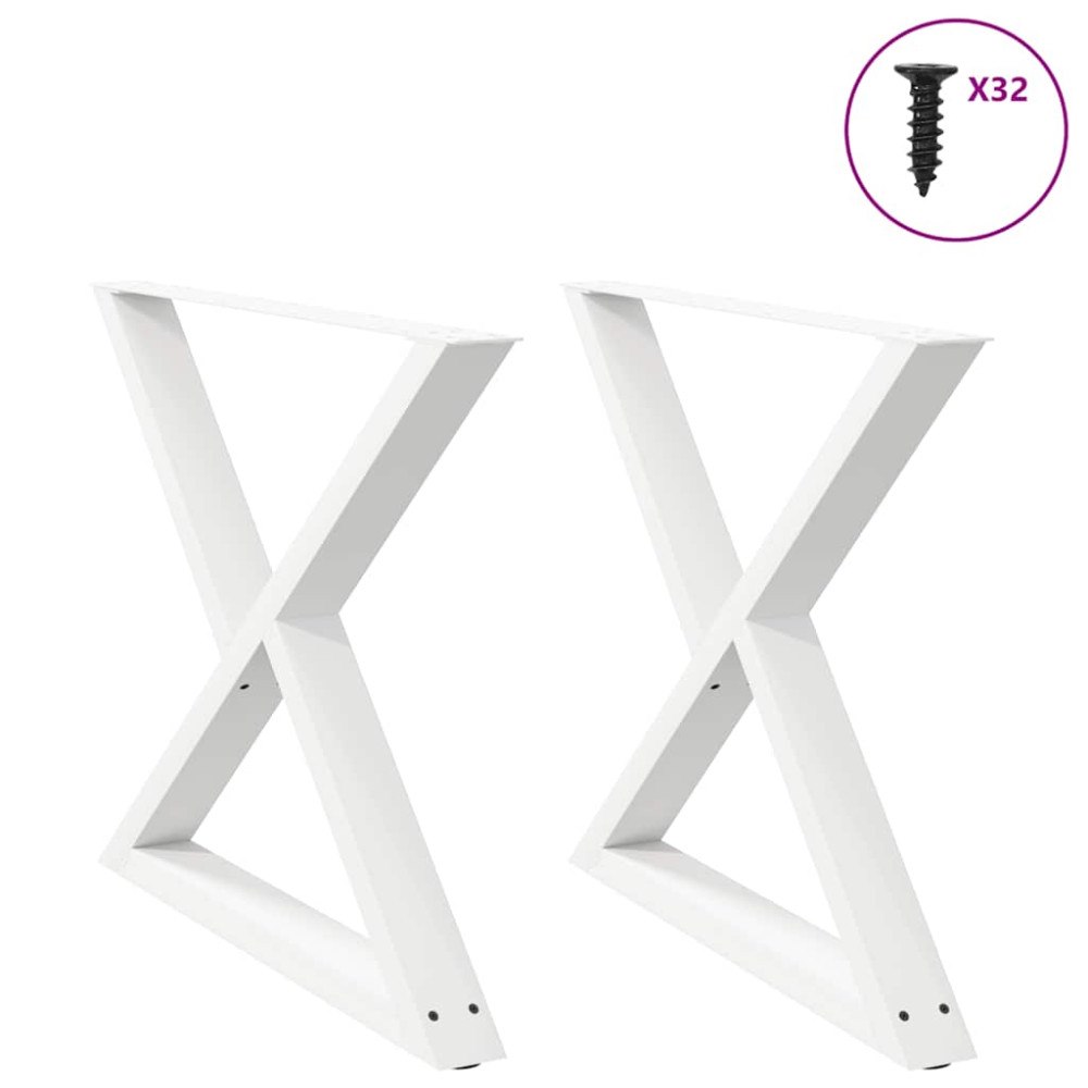 vidaXL Matbordsben 2 st vit 90x(72-73,3) cm stål