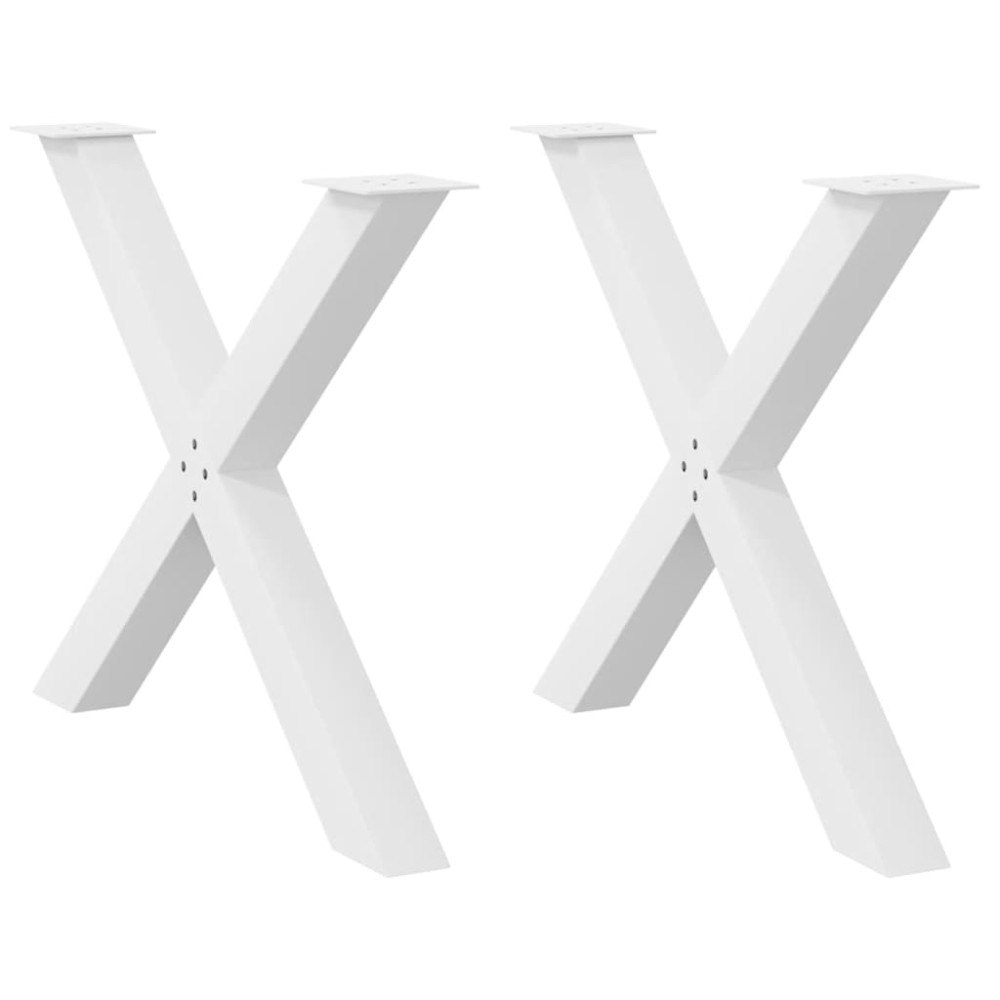vidaXL Matbordsben X-formade 2 st vita 90x(72-73) cm stål