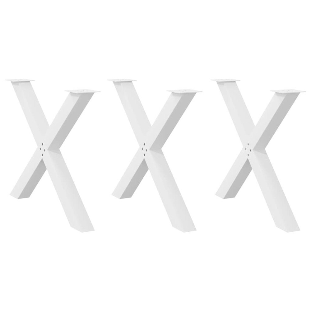 vidaXL Matbordsben X-formad 3 st vit 90x(72-73) cm stål