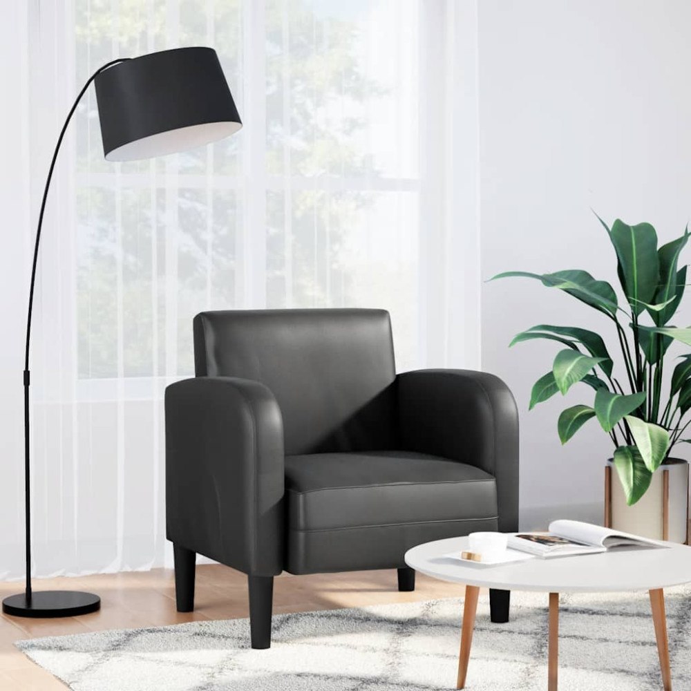 vidaXL Soffstol med armstöd svart 54 cm konstläder