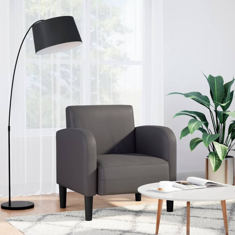 vidaXL Soffstol med armstöd grå 54 cm konstläder
