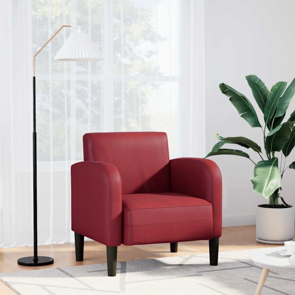 vidaXL Soffstol med armstöd vinröd 54 cm läderimitation