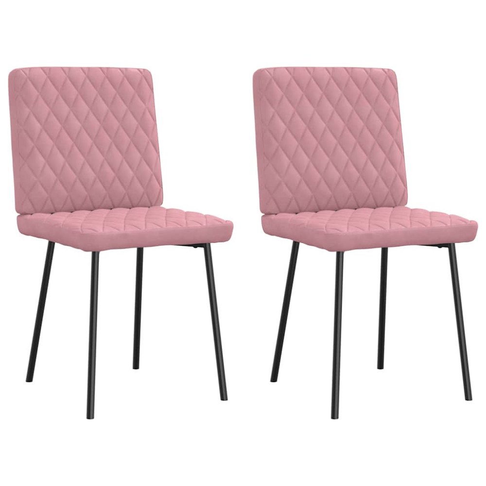 vidaXL Matstolar 2 st rosa sammet